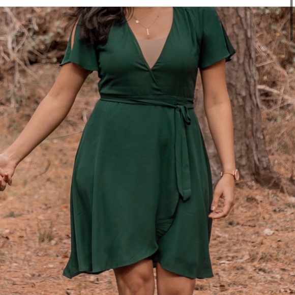 Lulus rise to the occasion green midi wrap dress - Picture 5 of 7